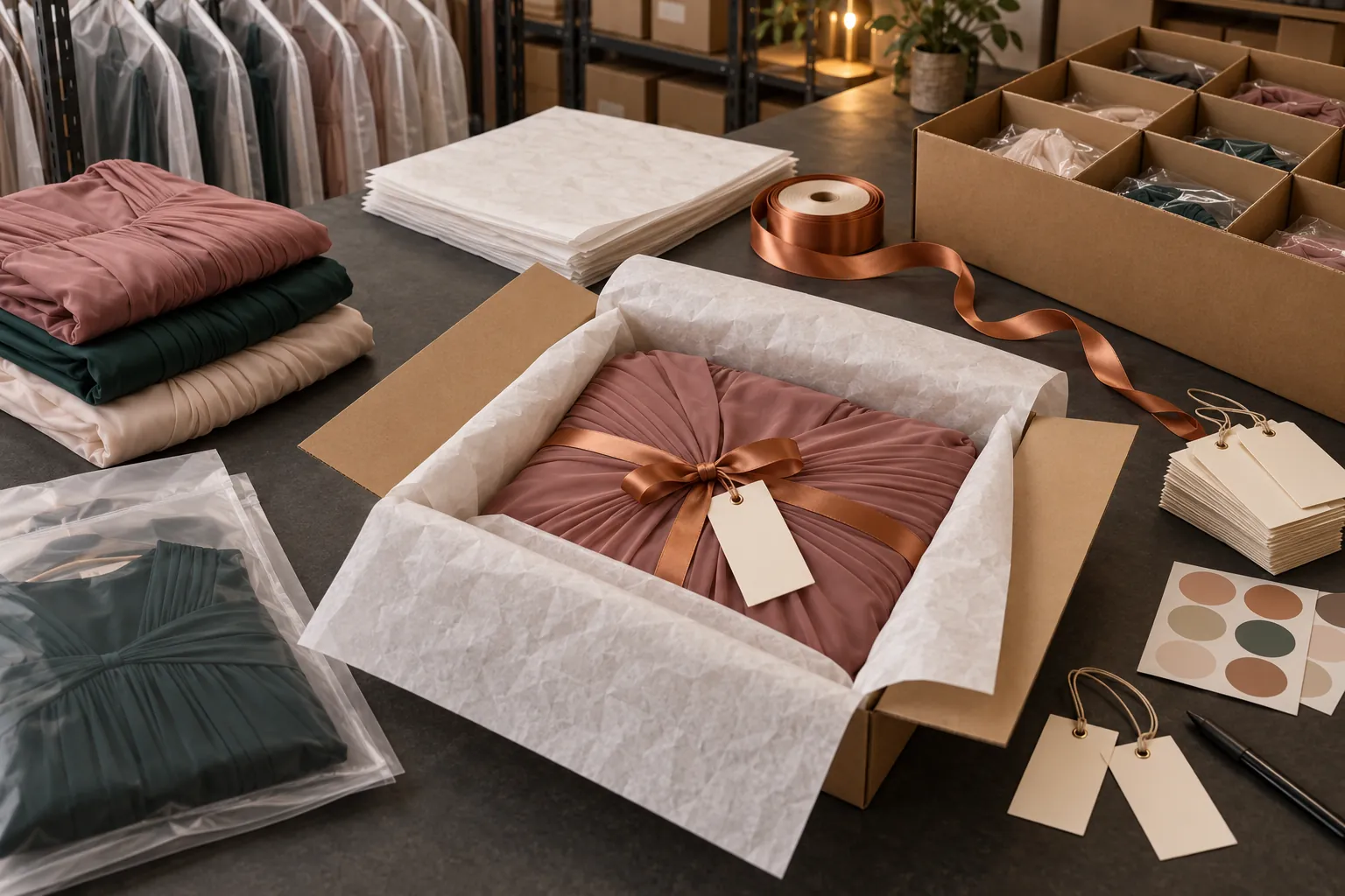 Human dress packaging and fulfillment desk